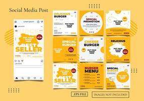 Delicious Burger Social Media Feed Templates vector