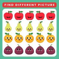 Find different pictures worksheet for kid vector