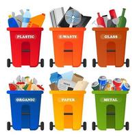 Set of different trash bin vector