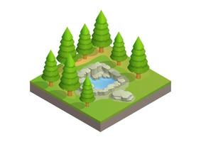 park with pool and trees vector