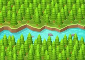 isometric pine forest vector