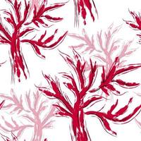 Natural seamless pattern trees. Ragged magenta trees. Fashion trendy pattern in Japanese style. vector