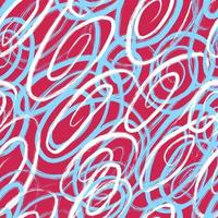 Abstract seamless pattern circles and lines. Ragged magenta lines. Fashion trendy pattern in graffiti style. vector