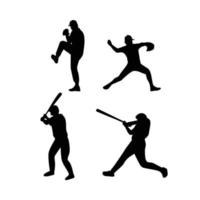 set of baseball player silhouette design. softball sign and symbol. sport vector illustration.