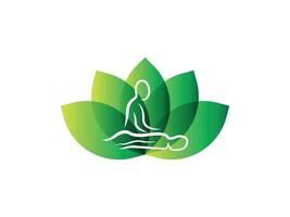 masaje corporal spa logo vector cuerpo relajante terapia de masaje logo gradiente verde