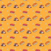 Asian food seamless cartoon pattern for all over design vector