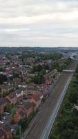 high angle footage of British Railway Train on Tracks, video