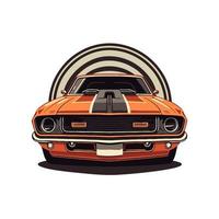Carreras clásicas de muscle car personalizadas en ilustración vectorial de estilo retro, para insignia de icono de registro vector