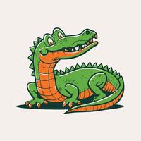 crocodile character logo mascot cartoon badge vector illustration