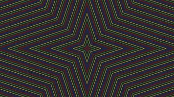 Color slim quadrangular star simple flat geometric on dark grey black background loop. video