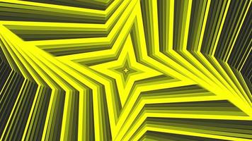 Yellow bold spin quadrangular star simple flat geometric on dark grey black background loop. video