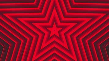 Red bold pentagonal star simple flat geometric on dark grey black background loop. video