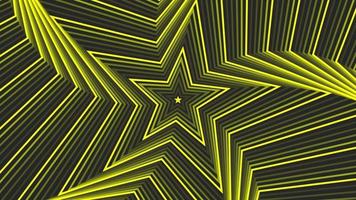 Yellow spin pentagonal star simple flat geometric on dark grey black background loop. video