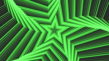 grüner, fetter, fünfeckiger Stern, einfach, flach, geometrisch auf dunkelgrauer, schwarzer Hintergrundschleife. video