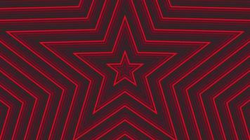 Red pentagonal star simple flat geometric on dark grey black background loop. Starry radio waves endless creative animation. Stars seamless motion graphic backdrop. Astra radar sonar rings design. video