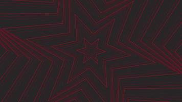 Red slim spin hexagonal star simple flat geometric on dark grey black background loop. video