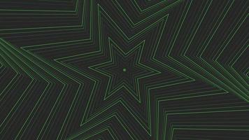 Green slim spin hexagonal star simple flat geometric on dark grey black background loop. video