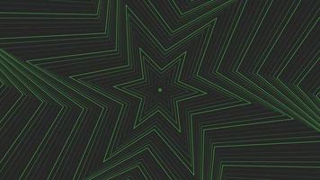 Green slim spin hexagonal star simple flat geometric on dark grey black background loop. video