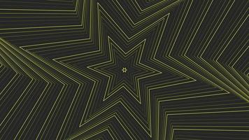 Yellow slim spin hexagonal star simple flat geometric on dark grey black background loop. video