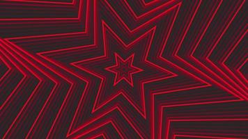 Red spin hexagonal star simple flat geometric on dark grey black background loop. video