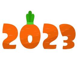 Happy Chinese New year 2023. Cute numbers 2023 are in form of carrots and symbol. year of the rabbit. vector