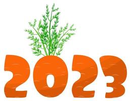 Happy Chinese New year 2023. Cute numbers 2023 are in form of carrots and symbol. year of the rabbit. vector