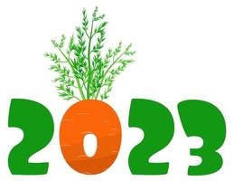 feliz año nuevo chino 2023. lindos números 2023 están en forma de zanahorias y símbolo. año del conejo. vector