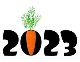 feliz año nuevo chino 2023. lindos números 2023 están en forma de zanahorias y símbolo. año del conejo. vector