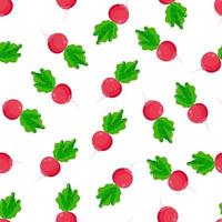 Seamless radish pattern on a white background Vegetable pattern on kitchen textiles. vector