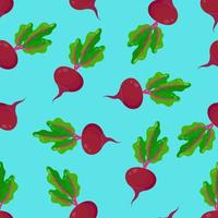 Seamless pattern with beetroot on a blue background. A pattern with vegetables on textiles for the kitchen. vector