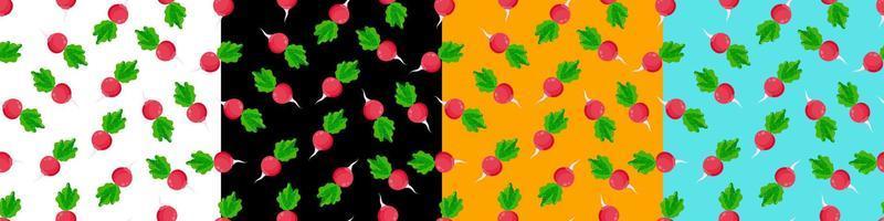 Seamless pattern with radish . A pattern with vegetables on textiles for the kitchen. vector