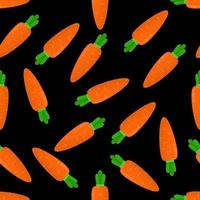 Seamless pattern with carrots on a black background. Cute textile pattern vector