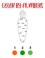 Coloring by numbers with an carrot.A puzzle game for children's education and outdoor activities vector