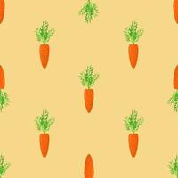 Seamless pattern with carrots on a yellow background. Cute textile pattern vector