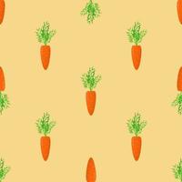 Seamless pattern with carrots on a yellow background. Cute textile pattern vector