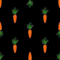 Seamless pattern with carrots on a black background. Cute textile pattern vector