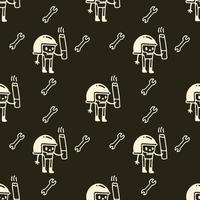 Skull rider with cigarette, seamless pattern background illustration for t-shirt, sticker, or apparel merchandise. With doodle, retro, and cartoon style. vector