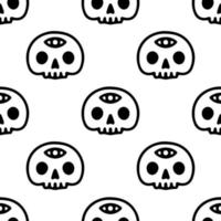 Skull with third eye background seamless pattern, illustration for t-shirt, sticker, or apparel merchandise. With doodle, retro, and cartoon style. vector