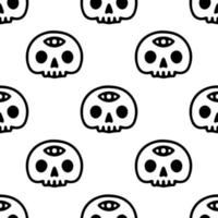 Skull with third eye background seamless pattern, illustration for t-shirt, sticker, or apparel merchandise. With doodle, retro, and cartoon style. vector