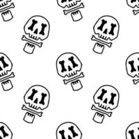 Sketchy skull and bone on white background seamless pattern. Modern vintage, pop art style seamless pattern concept. vector