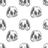 Sketchy broken skull head on white background seamless pattern. Modern vintage, pop art style seamless pattern concept. vector