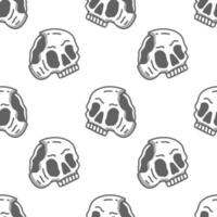 Sketchy broken skull head on white background seamless pattern. Modern vintage, pop art style seamless pattern concept. vector