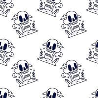 Adventure skull on white background seamless pattern. Modern vintage, pop art style seamless pattern concept. vector