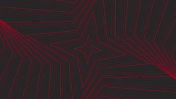 rosso sottile rotazione quadrangolare stella semplice piatto geometrico su buio grigio nero sfondo ciclo continuo. video
