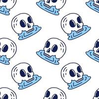 Folk skull and water on white background seamless pattern. Modern vintage, pop art style seamless pattern concept. vector