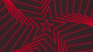 Red spin pentagonal star simple flat geometric on dark grey black background loop. video