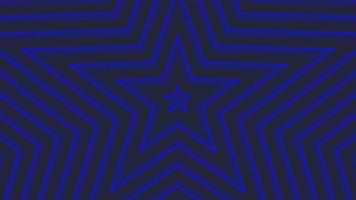 estrella pentagonal azul geométrica plana simple en bucle de fondo negro gris oscuro. ondas de radio estrelladas animación creativa sin fin. estrellas telón de fondo gráfico de movimiento transparente. diseño de anillos de sonda de radar astra. video