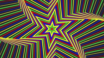 Color spin hexagonal star simple flat geometric on dark grey black background loop. video