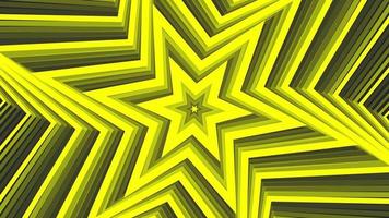 estrela hexagonal de giro em negrito amarelo simples geométrica plana em loop de fundo preto cinza escuro. video