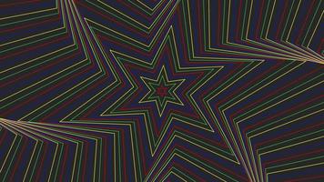 Color slim spin hexagonal star simple flat geometric on dark grey black background loop. video